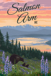 Salmon Arm, British Columbia - Painterly - Bear & Spring Flowers