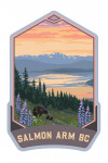 Salmon Arm, British Columbia - Painterly - Bear & Spring Flowers - Contour
