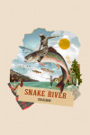 Snake River, Idaho - Retro Print Collage - Trout Fishing