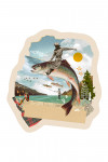 Retro Collage - Trout Fishing - Contour