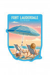 Fort Lauderdale, Florida - Beach Chair & Umbrella - Contour