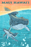 Maui, Hawai'i - Vintage Press - Humpback Whale