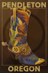 Pendleton, Oregon - Painterly - Boot & Star