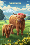 Oregon - Lithograph - Highland Cow and Calf