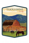 Tuolumne County, California - Painterly - Red Barn & Horses - Contour