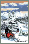 Vermont - Painterly - Snowmobile Scene
