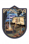 Petaluma, California - Painterly - Retro Camper & Lake - Contour