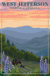 West Jefferson, North Carolina - Bear and Spring Flowers