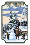 West Jefferson, North Carolina - Painterly - Snowman Scene - Contour