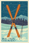 Wolf Creek, Colorado - Letterpress - Crossed Skis