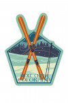Wolf Creek, Colorado - Letterpress - Crossed Skis - Contour