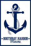 Boothbay Harbor, Maine - Anchor - Navy Blue & White