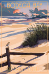 Bodega Bay, California - Painterly - Sand & Beachgrass