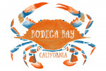 Bodega Bay, California - Blue and Orange Watercolor (#2) - Blue Crab