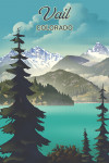 Vail, Colorado - Lithograph - Lake & Mountain Scene