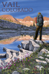 Vail, Colorado - Painterly - Hiker & Lake