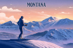Montana - Lithograph - Skier At The Top