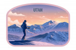 Utah - Lithograph - Skier At The Top - Contour