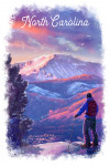 North Carolina - Watercolor Study - Purple Skies - Ski View