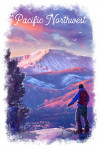 Pacific Northwest - Watercolor Study - Purple Skies - Ski View