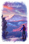 Washington - Watercolor Study - Purple Skies - Ski View