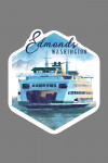 Edmonds, Washington - Watercolor - Ferry - Contour