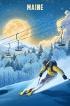Maine - Lithograph - Night Ski