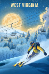 West Virginia - Lithograph - Night Ski