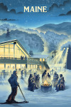 Maine - Lithograph - Snow Lodge
