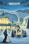 Oregon - Lithograph - Snow Lodge