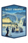West Virginia - Lithograph - Snow Lodge - Contour