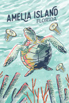 Amelia Island, Florida - Graphic Pastel - Sea Turtle