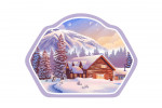 Lithograph - Mountain Lodge - Winter Scene - Contour