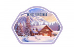 West Virginia - Lithograph - Mountain Lodge - Winter Scene - Contour