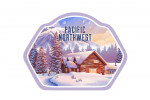 Pacific Northwest - Lithograph - Mountain Lodge - Winter Scene - Contour