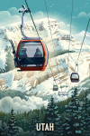 Utah - Lithograph - Gondola - Orange