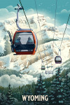 Wyoming - Lithograph - Gondola - Orange