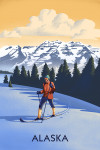 Alaska - Lithograph - Cross Country Skier