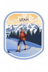Utah - Lithograph - Cross Country Skier - Contour