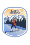 Pacific Northwest - Lithograph - Cross Country Skier - Contour