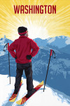 Washington - Painterly - Skier At Sunrise