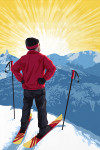 Painterly - Skier At Sunrise
