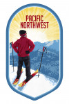 Pacific Northwest - Painterly - Skier At Sunrise - Contour