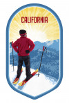 California - Painterly - Skier At Sunrise - Contour