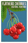 Bigfork, Montana - Letterpress - Flathead Cherries