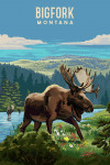 Bigfork, Montana - Painterly - Moose & Wildflowers