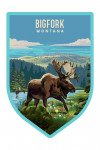 Bigfork, Montana - Painterly - Moose & Wildflowers - Contour