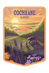 Cochrane, Alberta - Lithograph - Bear & Spring Flowers - Lake - Contour