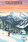California - Painterly - Winter Skiers