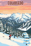 Colorado - Painterly - Winter Skiers